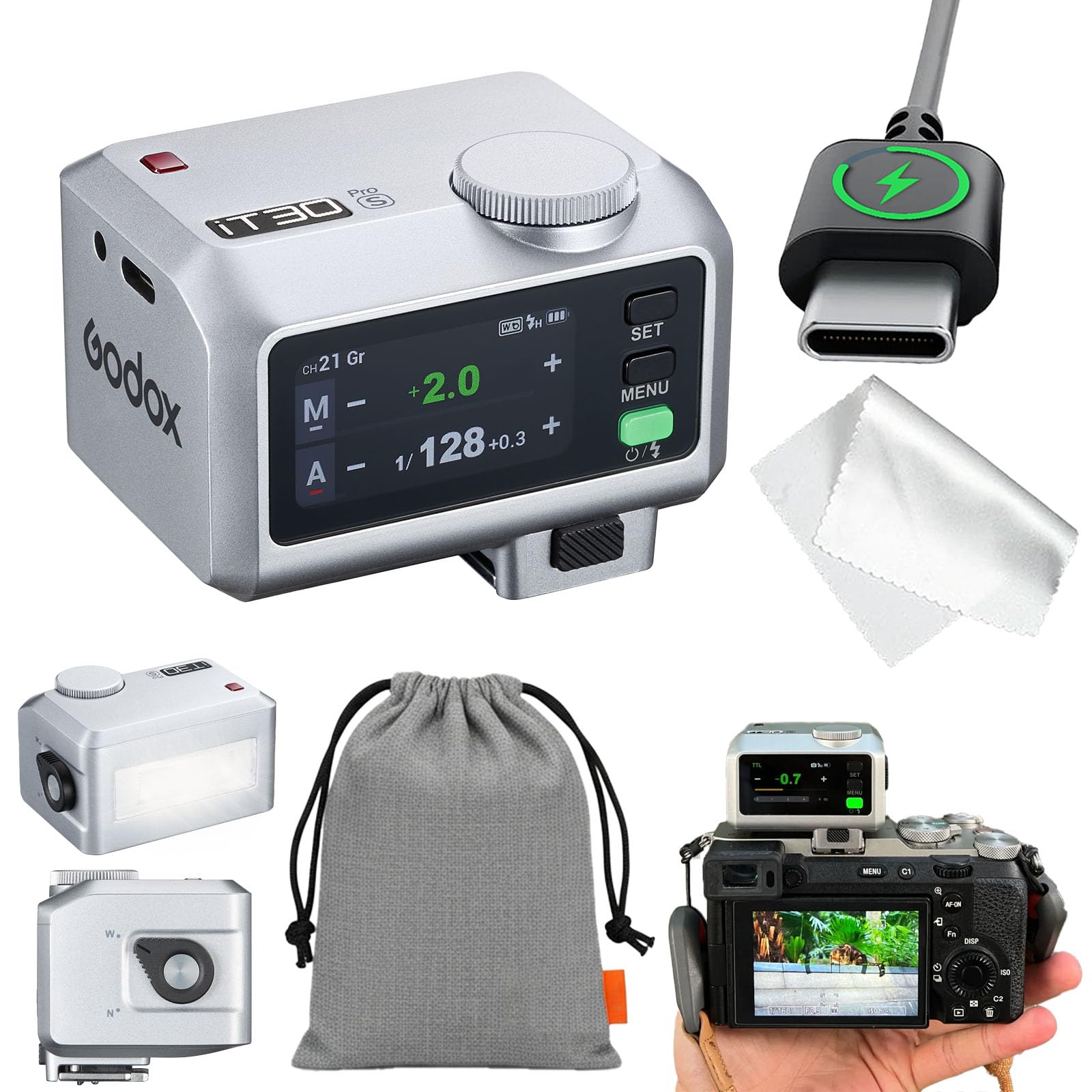 GODOX iT30pro s for Sony - GoDOx IT30 Pro for Sony GODox iT30 PRO GodOX TTL Flash, Wireless Master & Receiver, HSS 1/8000 Second, 2.4G Wireless, Touchscreen, GodOX Flash (Black)
