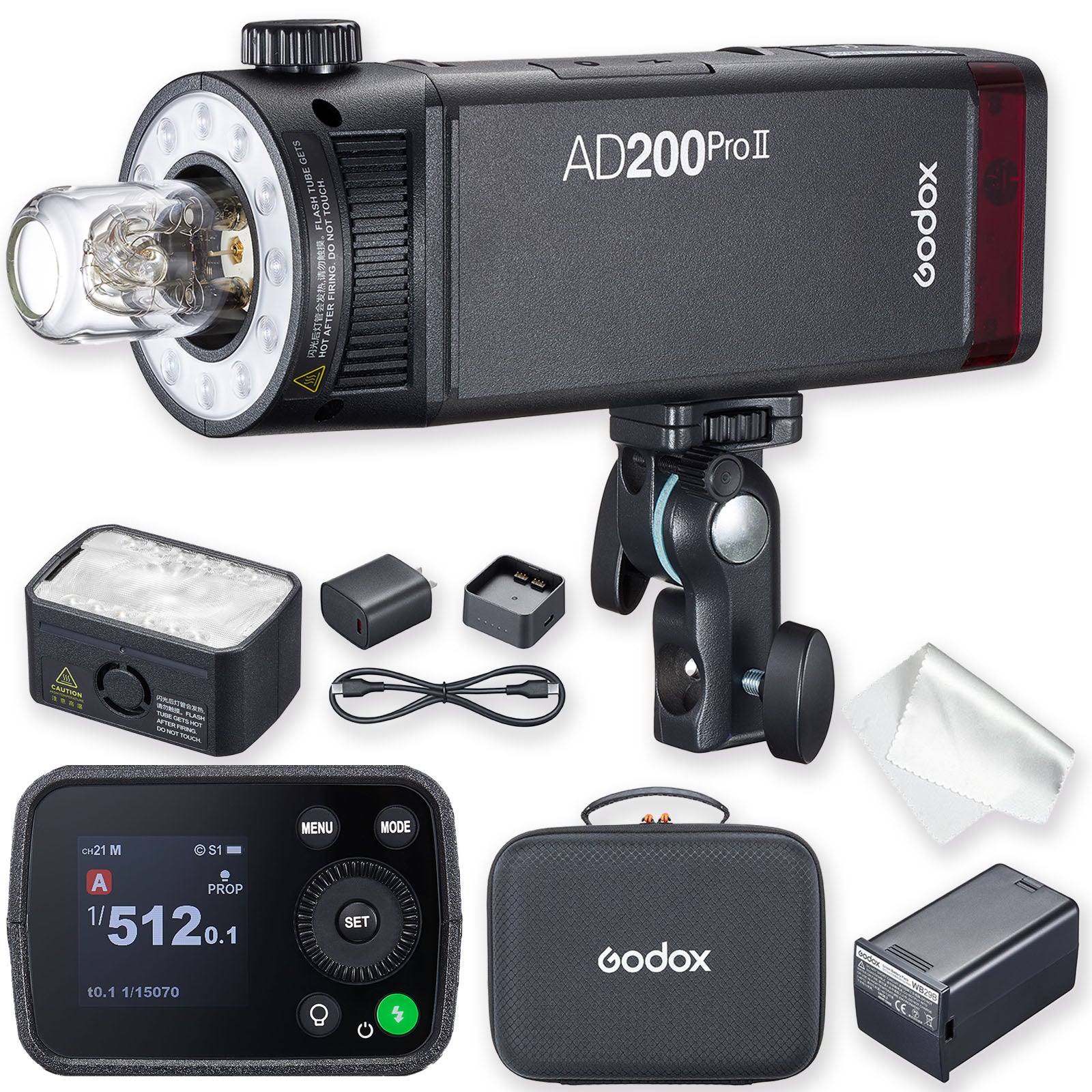 Godox AD200 Pro II Godox AD200Pro II Godox AD200ProII TTL Pocket Flash Monolight,  One-Tap Sync with X3,  Optimized Flash Heads,  BiColor LED Modelling Led,  Color Group Indicator,  Adjustable from 1/512 to Full Power (1/1)