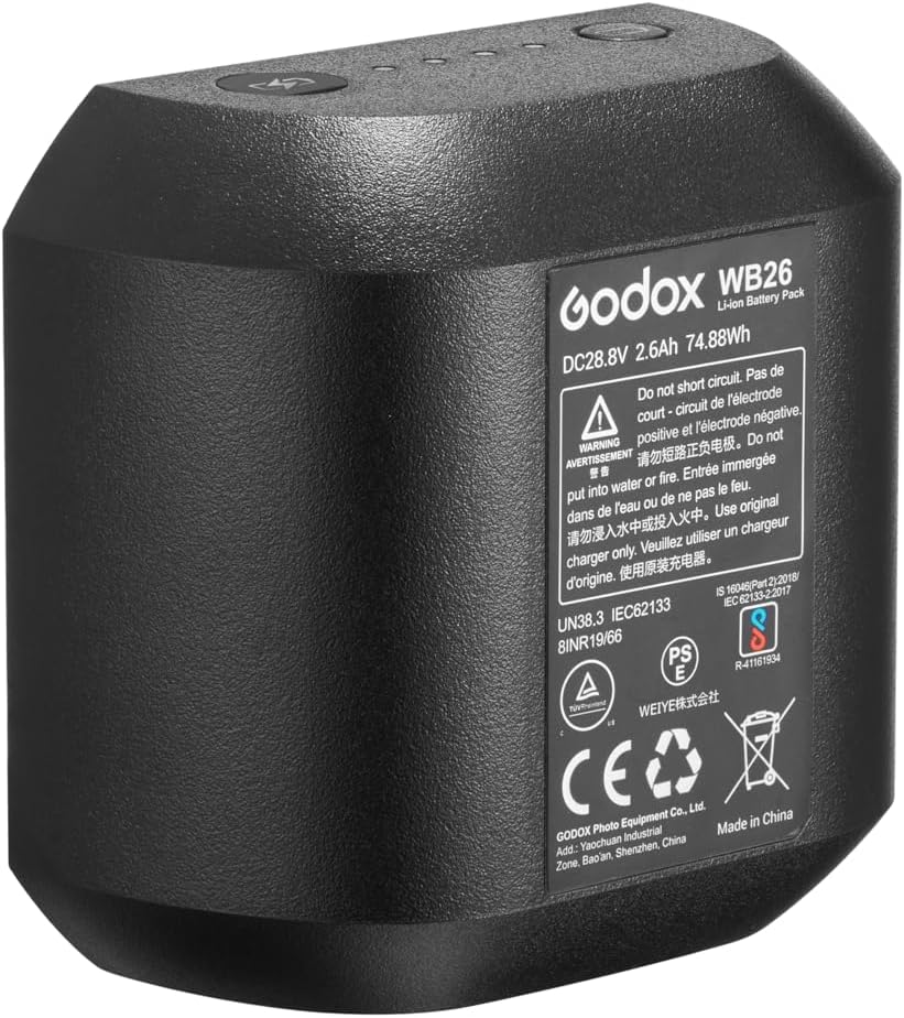 GODOX WB26 WB26A Battery for AD600Pro II AD600Pro - 【2024 Upgraded Version】 Rechargeable Li-ion Replacement, DC 28.8V 2.6Ah 74.88Wh – Also Compatible with Flashpoint XPLOR 600PRO II and XPLOR 600PRO